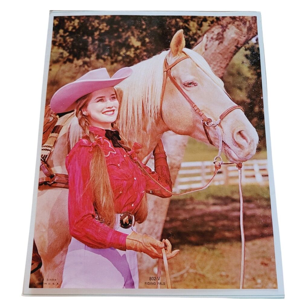 A Scheer 10 x 8" Litho Print & Telephone Number Page Horse Woman #807 Riding Pal